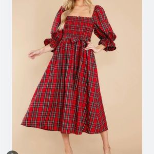 Plaid Holiday Red Dress
